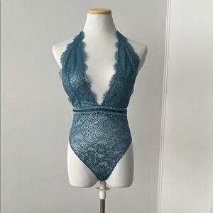 Victorias Secret Lace Halter Bodysuit in Teal S
